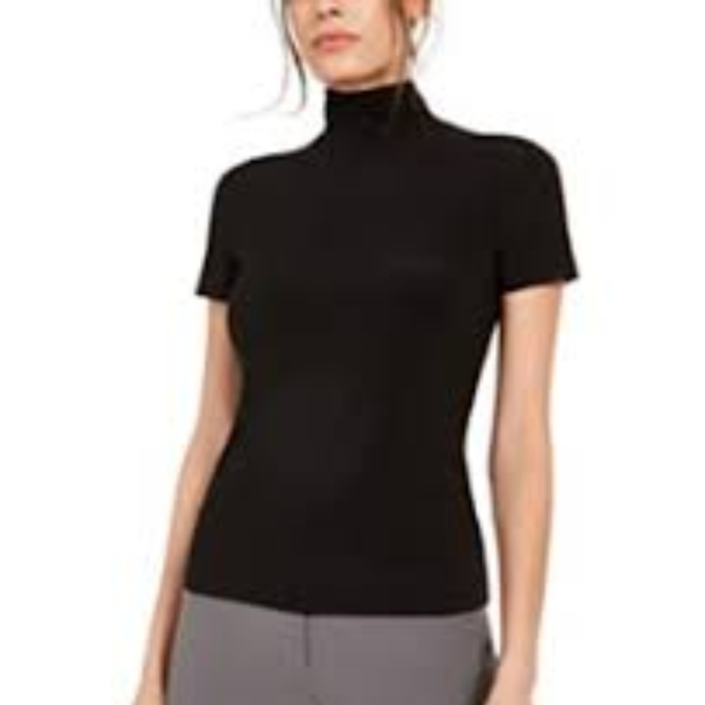 Anne Klein Short-Sleeve Mock-Neck Top